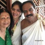 Anushka Shetty with her parents father A.N Vittal Shetty and mother Prafulla Shetty